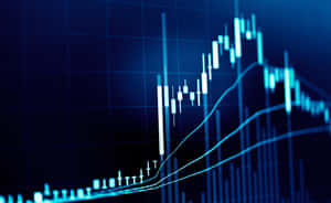 Digital financial chart showing upward market trends in blue light.