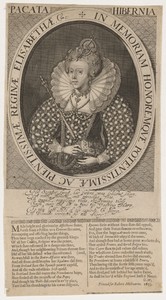 Queen Elizabeth by Robert van Voerst, created published 1633, in engraving. Download this artwork as a high-resolution wallpaper for desktop, tablet, or mobile. — Robert van Voerst Wallpaper