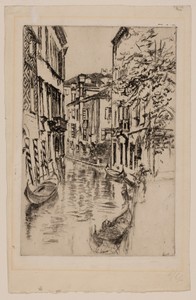 Quiet Canal by James McNeill Whistler, created 1879/80, in Etching and drypoint with foul biting in black ink on ivory laid paper. Download this artwork as a hi — Illustration Background