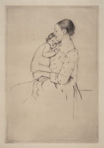 Quietude by Mary Cassatt, created c. 1891, in drypoint on Japanese paper. Download this artwork as a high-resolution wallpaper for desktop, tablet, or mobile. — Mary Cassatt Wallpaper