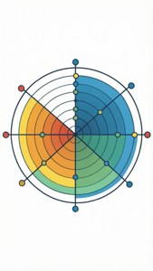 Radar diagramgrafikk, flat design, datavisualisering.