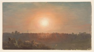 Radiant Sunset by Frederic Edwin Church, created 1865–75, in Brush and oil on tan paperboard. Download this artwork as a high-resolution wallpaper for desktop, — Frederic Edwin Church Wallpaper