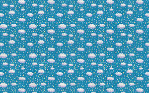 Pattern of clouds and raindrops on a blue background — Rain Dance Picture