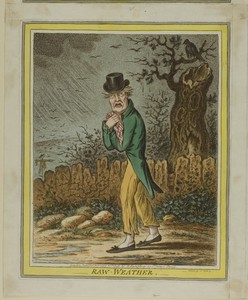 Raw Weather by James Gillray, created published February 10, 1808, in Hand-colored etching on paper. Download this artwork as a high-resolution wallpaper for de — Illustration Background