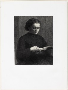 Reading by Henri Fantin-Latour, created 1897, in Lithograph in black on off-white China paper laid down on white wove paper. Download this artwork as a high-res — Illustration Wallpaper