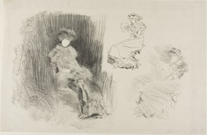 Reading by James McNeill Whistler, created 1879/87, in Lithograph, in black ink, with scraping, on ivory Japanese paper. Download this artwork as a high-resolut — Illustration Wallpaper