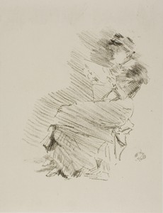 Reading by James McNeill Whistler, created 1879/87, in Lithograph, in black ink, with stumping, on cream chine, laid down on ivory plate paper. Download this ar