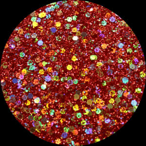 Glitter vermelho circular com flocos hexagonais coloridos em fundo preto — Fundo rosa brilhante Fundos