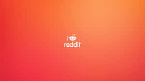 Weißes I love Reddit-Logo mit Alien-Gesicht auf orangerotem Gradientenhintergrund — Rot Wallpaper