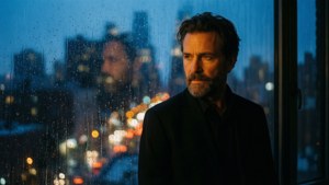 George Parker in einer stimmungsvollen Neo-Noir-Stadtszene in der Dämmerung