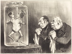 Regrets Superflus! by Honoré Daumier, created 1851, in lithograph. Download this artwork as a high-resolution wallpaper for desktop, tablet, or mobile. — Painting Picture