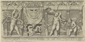 Reliëf met drie putti by Marco Dente, created 1498 - 1532, in paper; engraving. Download this artwork as a high-resolution wallpaper for desktop, tablet, or mob — Fantasy Background