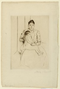 Repose by Mary Cassatt, created 1890, in Drypoint on paper. Download this artwork as a high-resolution wallpaper for desktop, tablet, or mobile. — Art Picture