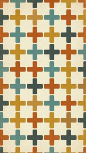 Vintage wallpaper with retro-colored plus signs.