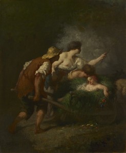 Return from the Fields by Jean François Millet, created c. 1846–47, in oil on fabric. Download this artwork as a high-resolution wallpaper for desktop, tablet, — Art Picture