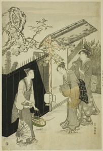 Returning from a Poetry Gathering by Kubo Shunman, created c. 1785/89, in Color woodblock print; right sheet of oban triptych (center: 1925.2571). Download this — Art Picture