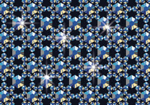 Blue and gold crystal pattern with bright sparkles on dark background