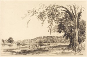 Richmond by Maxime Lalanne, created 1871, in etching on laid paper. Download this artwork as a high-resolution wallpaper for desktop, tablet, or mobile. — Maxime Lalanne Wallpaper
