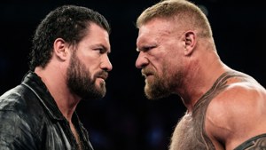 Intense stare-down between Matt Riddle and Brock Lesnar at the 2020 Royal Rumble