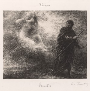 Rinaldo by Henri Fantin-Latour, created 1881, in lithograph. Download this artwork as a high-resolution wallpaper for desktop, tablet, or mobile. — Henri Fantin-Latour Wallpaper
