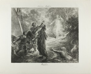 Rinaldo by Henri Fantin-Latour, created 1878, in Lithograph in black on off-white China paper laid down on ivory wove paper. Download this artwork as a high-res — Illustration Wallpaper