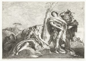Rinaldo Abandons Armida by Giovanni Domenico Tiepolo, created 1757 - 1760, in paper; etching. Download this artwork as a high-resolution wallpaper for desktop, — Giovanni Domenico Tiepolo Wallpaper