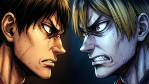 Intenst oppgjør-bakgrunn mellom Jyugo og Hajime fra Nanbaka