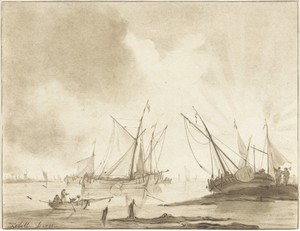 Rivierlandschap by Jurriaan Cootwijck, created 1771, in paper; prenttekening. Download this artwork as a high-resolution wallpaper for desktop, tablet, or mobil — Travel Background