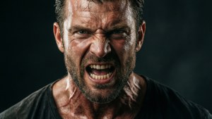 One Man Gang karjuu aggressiivisesti lähikuvassa.