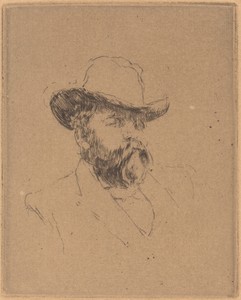 Robert Barr by James McNeill Whistler, created 1894/1895, in etching on brown wove paper. Download this artwork as a high-resolution wallpaper for desktop, tabl — Art Picture