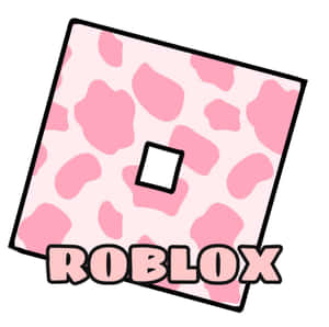 Pink cow print Roblox logo with black outlines and white square center. — Roblox 4K Picture