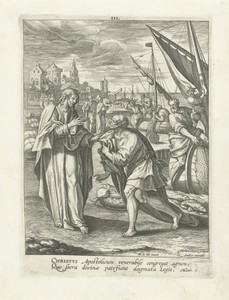 Roeping van Petrus by Adriaen Collaert, created 1583 - 1588, in paper; engraving. Download this artwork as a high-resolution wallpaper for desktop, tablet, or m — Adriaen Collaert Wallpaper