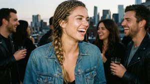 Toni Garrn nyder en tagterrassefest med venner.