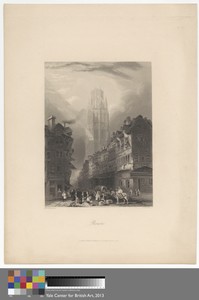 Rouen by Albert Henry Payne, in Line engraving on medium, slightly textured, cream wove paper. Download this artwork as a high-resolution wallpaper for desktop, — Albert Henry Payne Wallpaper