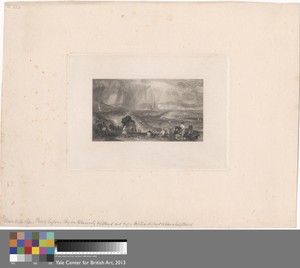 Rouen - Distant View by William Richardson, active 1842-1877, in Etching and engraving with chine collé; engraver's proof on medium, slightly textured, cream wo — William Richardson, active 1842-1877 Wallpaper