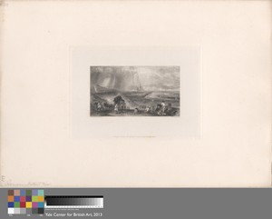 Rouen - Distant View by William Richardson, active 1842-1877, in Etching and engraving with chine collé; first published state on medium, slightly textured, cre — William Richardson, active 1842-1877 Wallpaper