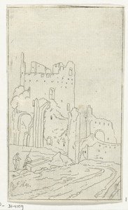 Ruïne by Anthonie van den Bos, created 1778 - 1838, in paper; etching; prenttekening. Download this artwork as a high-resolution wallpaper for desktop, tablet, — Anthonie van den Bos Wallpaper