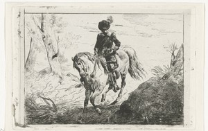 Ruiter by Karel Frederik Bombled, created 1832 - 1902, in paper; chine collé; drypoint. Download this artwork as a high-resolution wallpaper for desktop, tablet — Karel Frederik Bombled Wallpaper