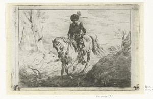 Ruiter by Karel Frederik Bombled, created 1832 - 1902, in paper; chine collé; etching; drypoint. Download this artwork as a high-resolution wallpaper for deskto — Karel Frederik Bombled Wallpaper