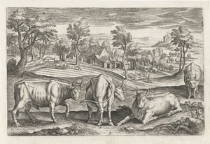 Runderen by Adriaen Collaert, created 1595 - 1597, in paper; engraving. Download this artwork as a high-resolution wallpaper for desktop, tablet, or mobile. — Travel Background