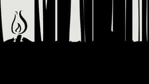A candle flame flickers in front of tall tree silhouettes at night. — Rust Game Background