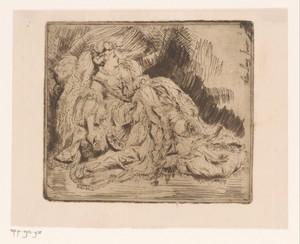 Rustende actrice by Willem Linnig (II), created 1852 - 1890, in paper; etching; intaglio printmaking technique; drypoint. Download this artwork as a high-resolu — Willem Linnig (II) Wallpaper