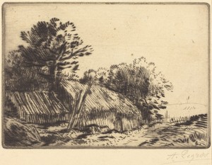 Rustic Scene (Scene rustique) by Alphonse Legros, in etching and drypoint. Download this artwork as a high-resolution wallpaper for desktop, tablet, or mobile. — Art Picture
