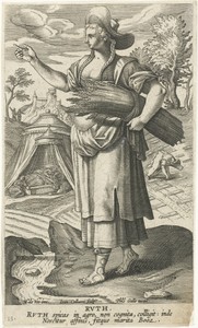 Ruth by Jan Collaert (II), created 1588 - 1595, in paper; engraving. Download this artwork as a high-resolution wallpaper for desktop, tablet, or mobile. — Jan Collaert (II) Wallpaper