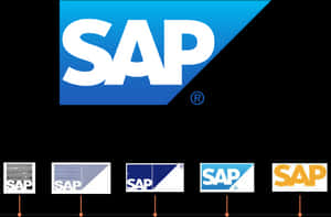 SAP logo evolution timeline showing five different logo designs. — Company Logo PNG