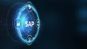 SAP-programvaregrensesnitt med glødende blå digitale ikoner på mørk bakgrunn — Ps4 Logo Bakgrunner