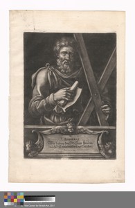 S. Andreas by Elias Nessenthaler, in Mezzotint on medium, moderately textured, cream laid paper. Download this artwork as a high-resolution wallpaper for deskto — Elias Nessenthaler Wallpaper