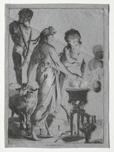 Sacrifice by Giovanni David, created c. 1775–76, in etching and aquatint printed in black and brown, heightened with white gouache. Download this artwork as a h — Art Wallpaper