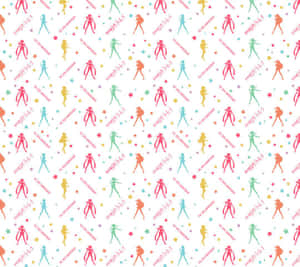 Festliches Muster aus tanzenden Silhouetten und Sternen zum 30. Jahrestag. — Sailor Moon Kristallbilder Bild Wallpaper