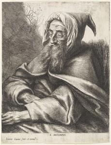 Saint Anthony by Jan Lievens, in etching. Download this artwork as a high-resolution wallpaper for desktop, tablet, or mobile. — Jan Lievens Wallpaper